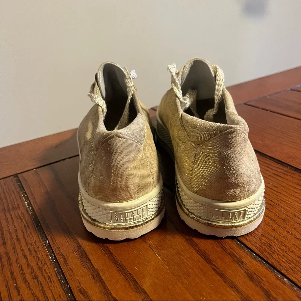 Stuart Weitzman Gold Metallic Animal Print Sneakers-holiday Christmas NWOT - Picture 2 of 5